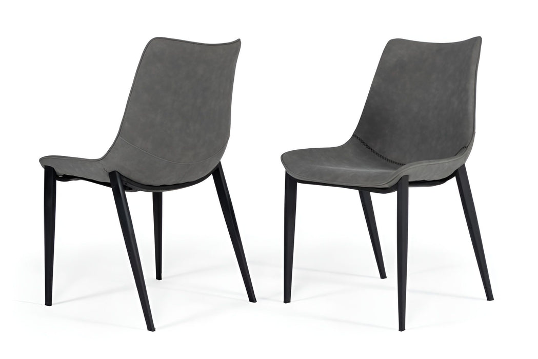 Dining Side Chairs In Faux Leather (Set of 2) - Gray