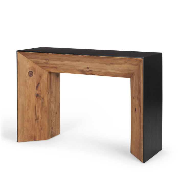 Solid Wood Pedestal Console Table - Black / Brown
