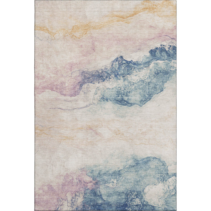 10' X 14' Abstract Washable Area Rug With UV Protection (701587) - Pearl / Blue / Lavender