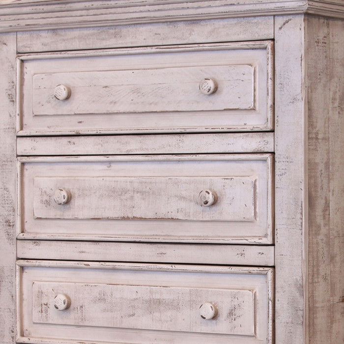 Solid Wooden 5 Drawer Chest - White
