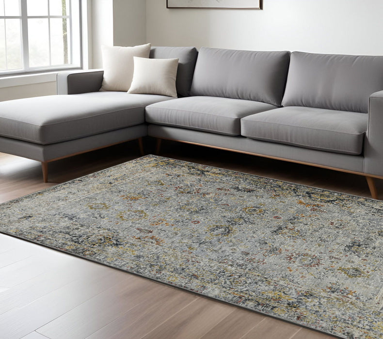 10' X 14' Floral Medallion Area Rug - Gray