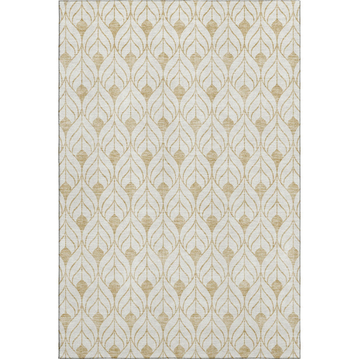 10' X 14' Geometric Washable Area Rug With UV Protection (673711) - Gold / Ivory