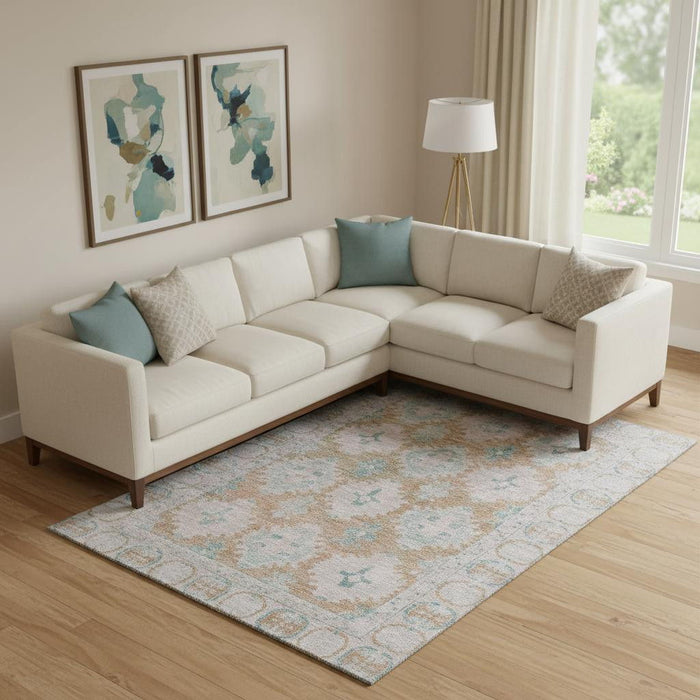 10' X 14' Oriental Washable Area Rug With UV Protection (700499) - Terra Cotta / Teal