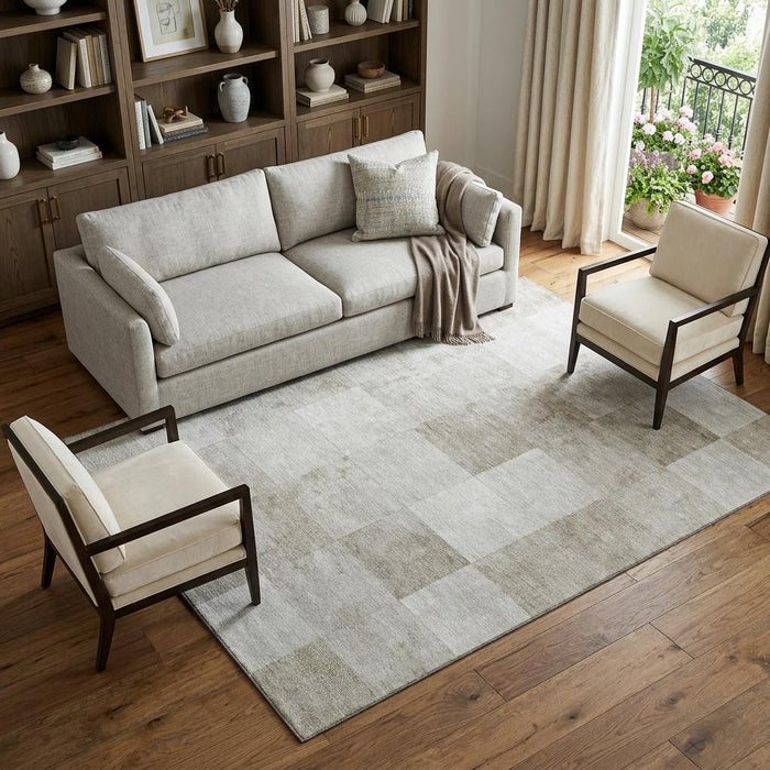 10' X 14' Geometric Washable Area Rug With UV Protection (692553) - Beige / Ivory / Taupe