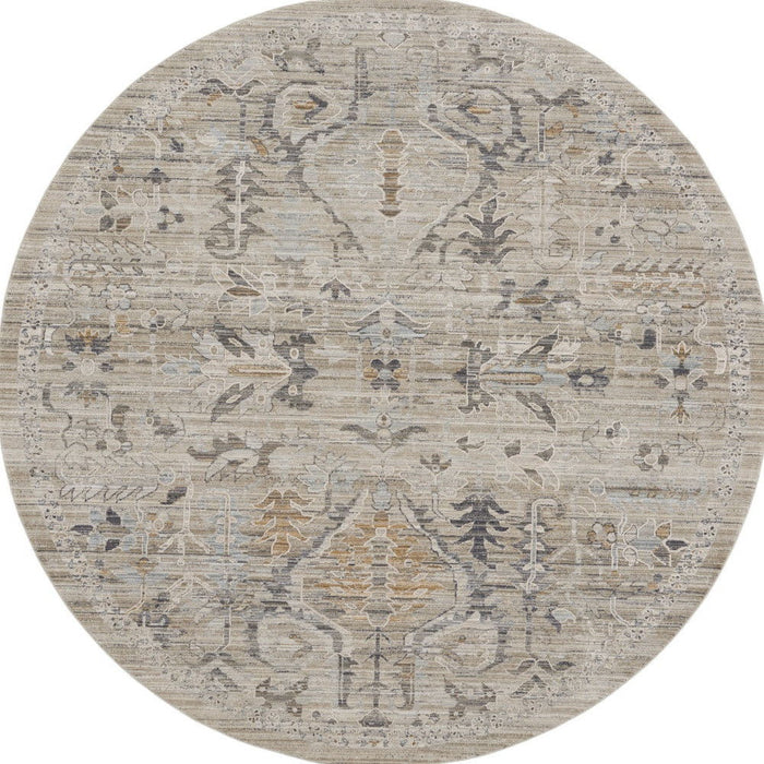 8' Oriental Round Rug (546585) - Brown / Ivory