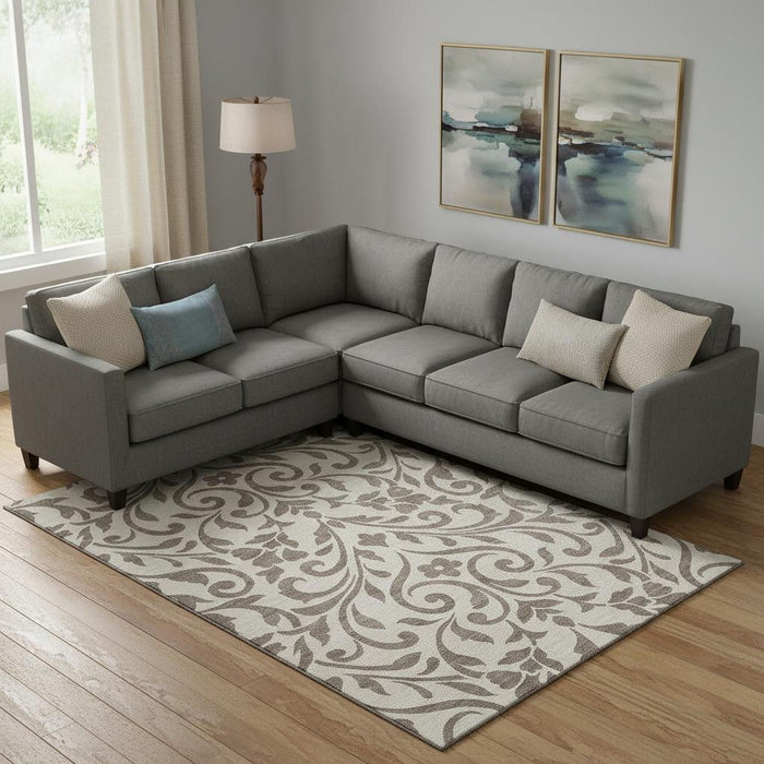 10' X 14' Floral Washable Area Rug With UV Protection (669660) - Taupe / Beige
