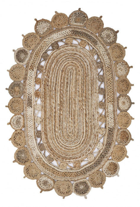 9' Round Hand Braided Area Rug - Natural