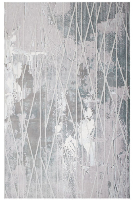 7' x 9' Abstract Washable Non Skid Area Rug - Blue And Gray
