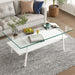 Giga rectangle coffee table with tempered glass tabletop and metal legs, modern design for living room decor.