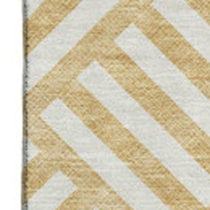 8' X 10' Geometric Washable Area Rug With UV Protection (652357) - Gold / Ivory