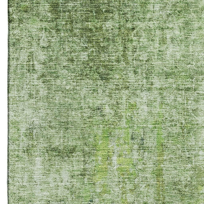 10' X 14' Abstract Washable Area Rug With UV Protection (654808) - Olive Green / Ivory