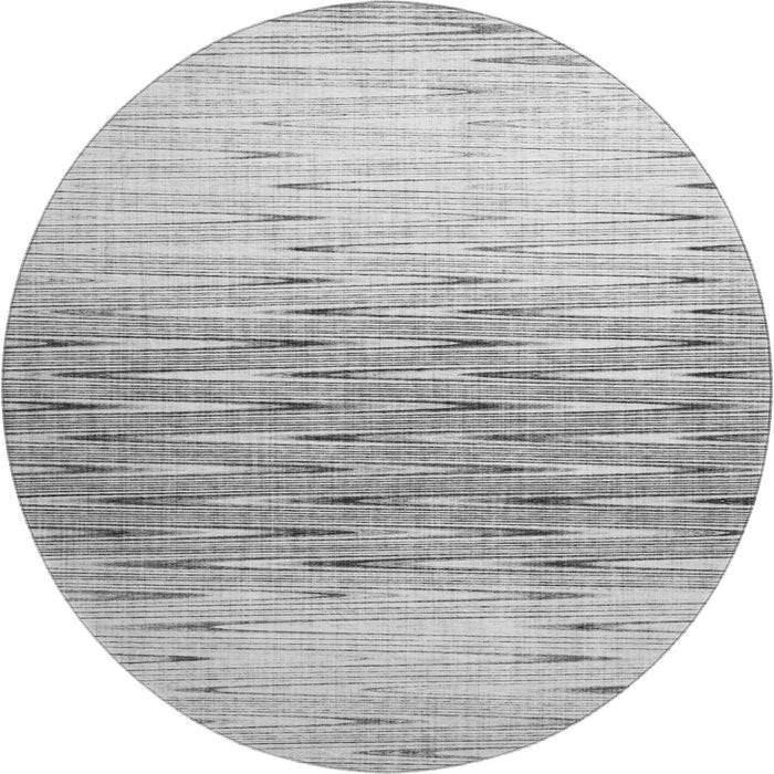 8' Transitional Abstract Washable Round Rug With UV Protection - Gray And Silver