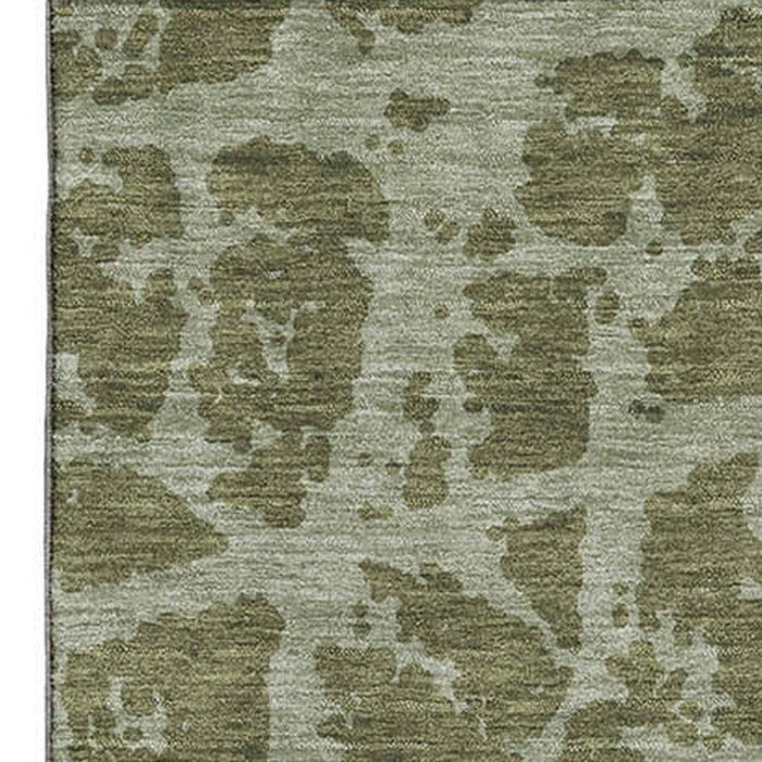 9' X 12' Abstract Washable Area Rug With UV Protection (646559) - Olive Green / Gray