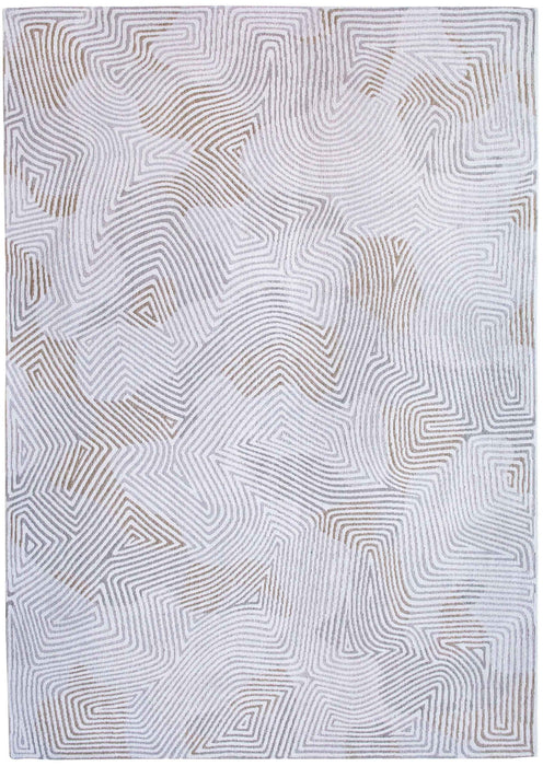 7' x 7' Round Abstract Non Skid Area Rug - White