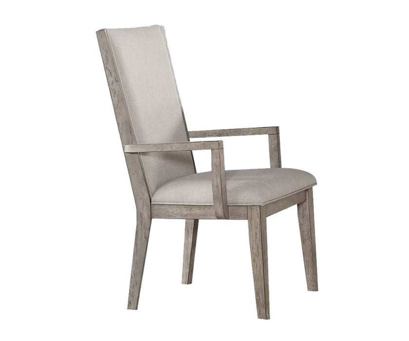 Fabric And Solid Wood Dining Arm Chairs (Set of 2) - Gray