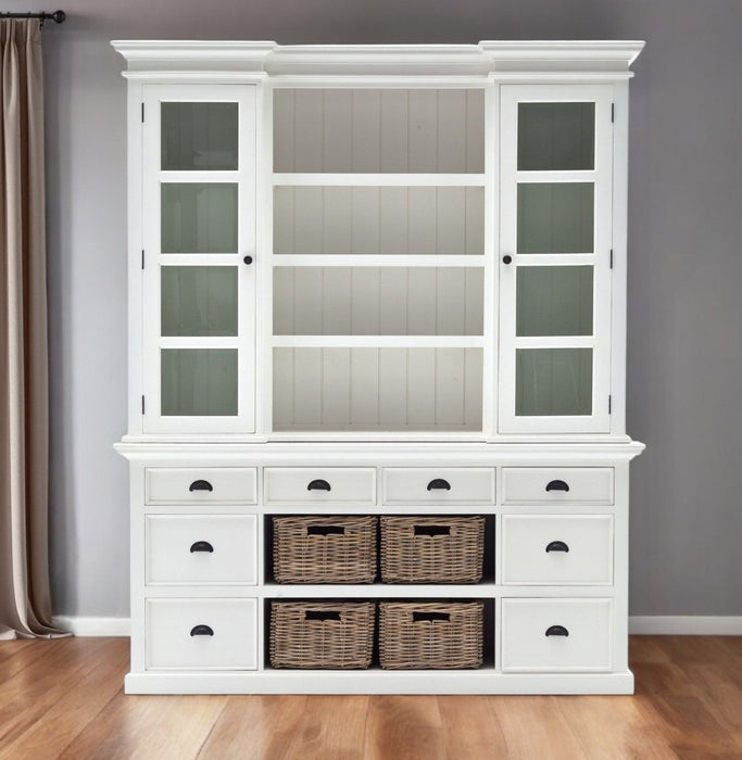 Bookcase With Doors Drawers Baskets - White