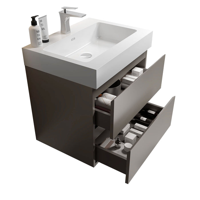Giga Alice bathroom vanity with large storage, wall-mounted design, one-piece sink basin, modern style, without drain or faucet.