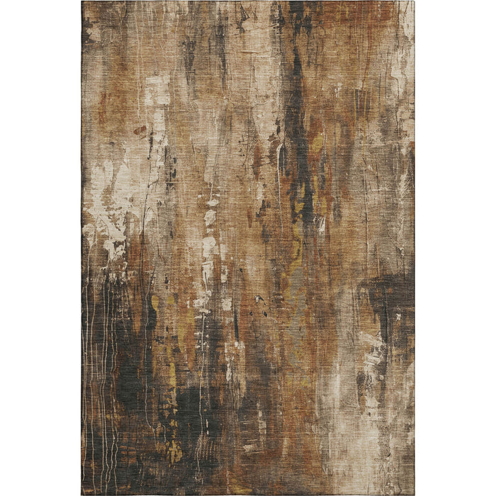 10' X 14' Abstract Washable Area Rug With UV Protection (697122) - Taupe / Copper / Ivory