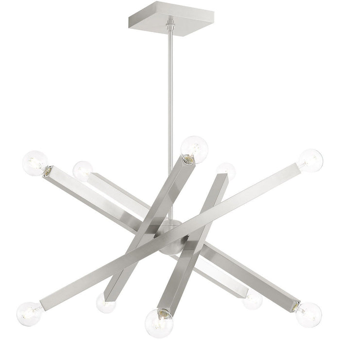 24" Ten Light Dimmable Chandelier With Shades - Nickel