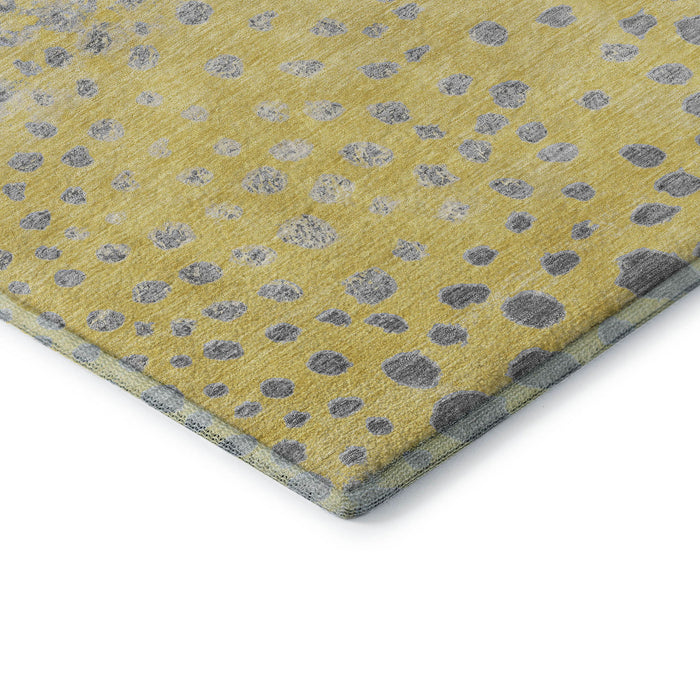 10' X 14' Polka Dot Washable Area Rug With UV Protection (693264) - Yellow / Gray / Ivory