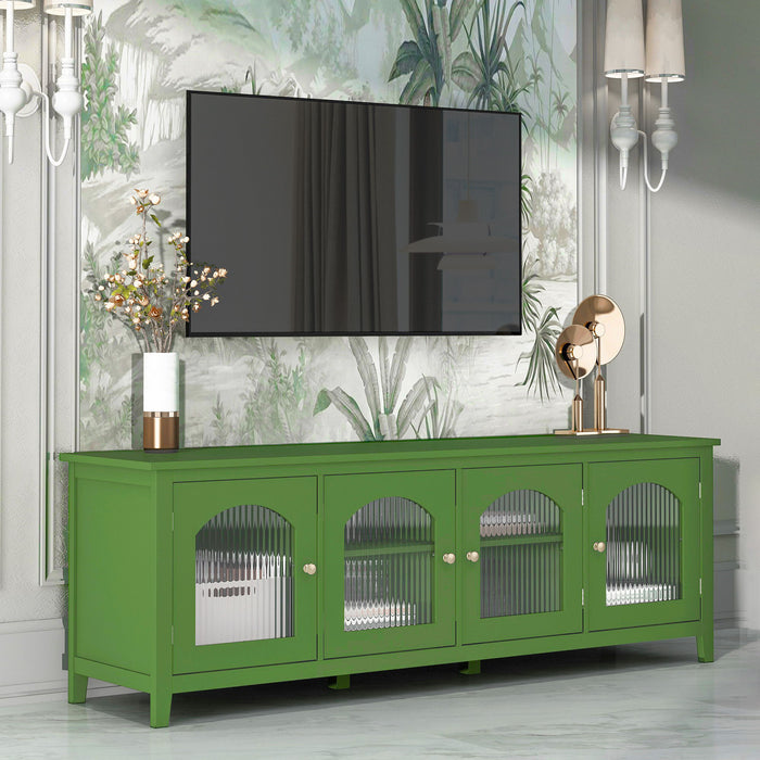 Giga stylish TV cabinet with solid wood frame, glass doors, metal handles, ideal for entertainment centers and media storage.