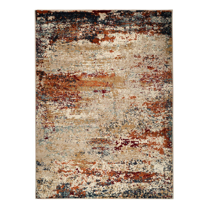 9' x 12' Abstract Power Loom Area Rug - Orange And Black