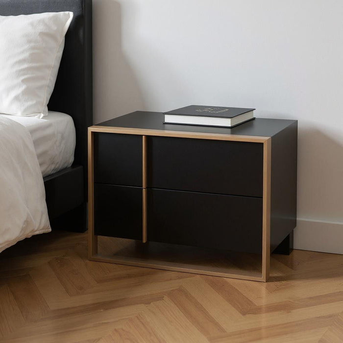 Two Drawers Nightstand - Black