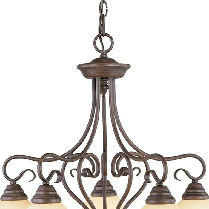 23'' Five Light Metal Dimmable Chandelier With Shades - Bronze