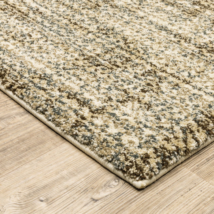 10' x 13' Abstract Power Loom Stain Resistant Area Rug - Beige Brown Tan And Blue Green