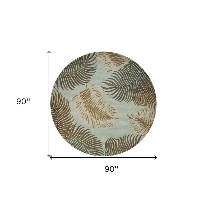 7' Round Wool Area Rug - Aqua