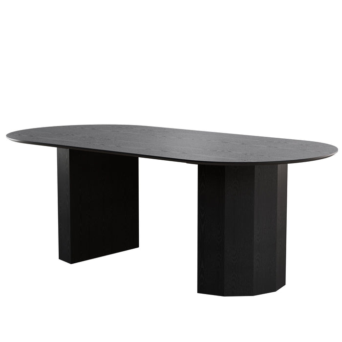 86" Wooden Double Pedestal Base Oval Dining Table - Black