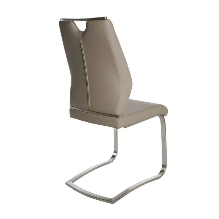 Leather Dining Side Chairs (Set of 2) - Taupe