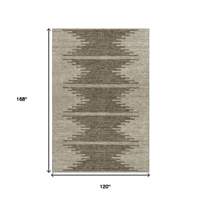 10' X 14' Abstract Washable Area Rug With UV Protection (653683) - Coffee / Ivory