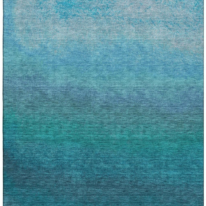 10' X 14' Ombre Washable Area Rug With UV Protection (710963) - Teal / Sky Blue