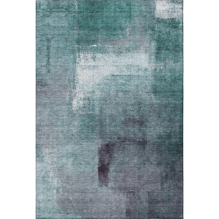 10' X 14' Abstract Washable Area Rug With UV Protection - Teal And Purple