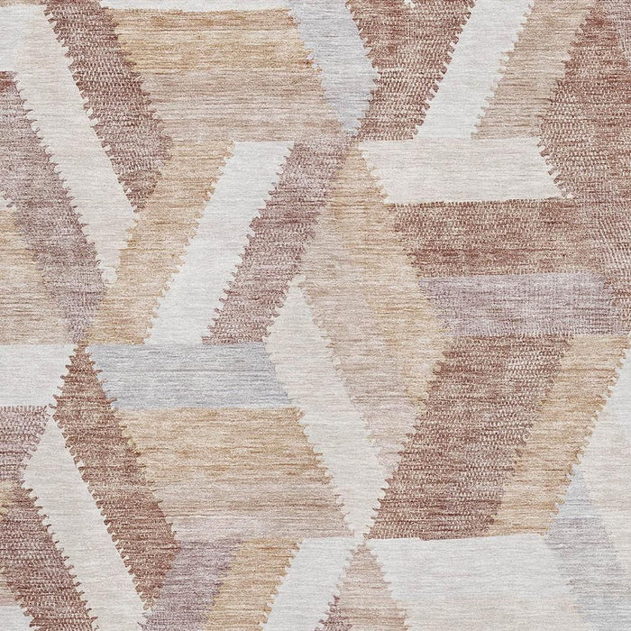 10' X 14' Geometric Washable Area Rug With UV Protection (692448) - Copper / Ivory / Gray