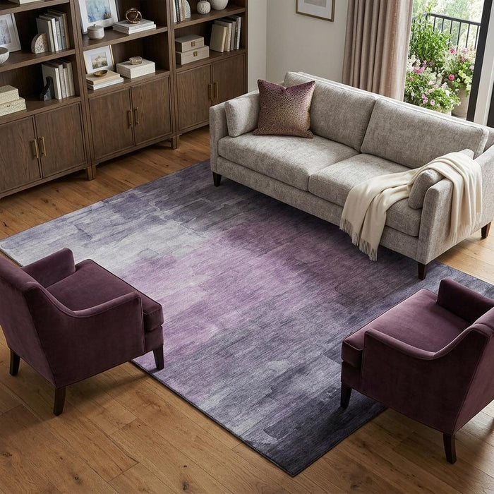 10' X 14' Striped Washable Area Rug With UV Protection (693876) - Lavender / Lilac