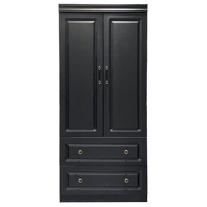 71" Wood Two Door Two Drawer Manufactured Wood Combo Dresser - Black