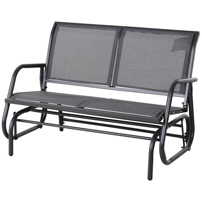 Gray Outsunny 2-person outdoor glider bench with powder-coated steel frame, perfect for backyard garden or porch seating.