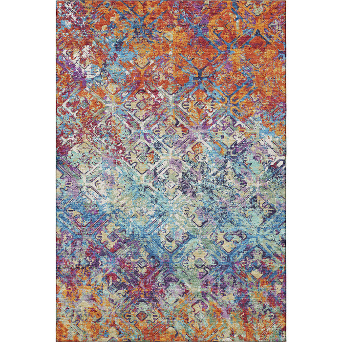8' X 10' Diamond Washable Area Rug With UV Protection - Copper