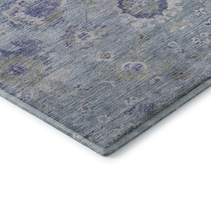 10' X 14' Floral Washable Area Rug With UV Protection (684492) - Sky Blue / Beige / Purple