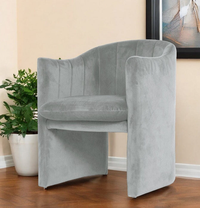 Upholstered In Velvet Dining Arm Chair - Gray