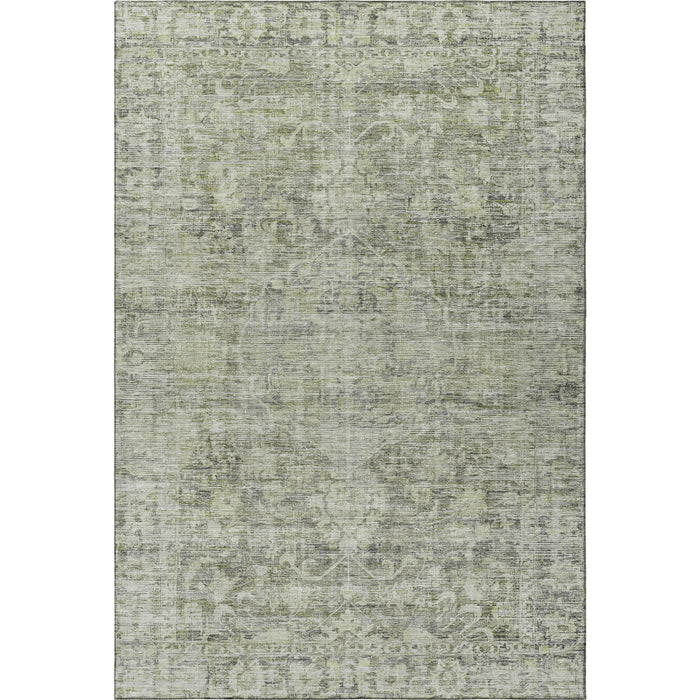 10' X 14' Oriental Washable Area Rug With UV Protection (699897) - Artichoke Green / Gray