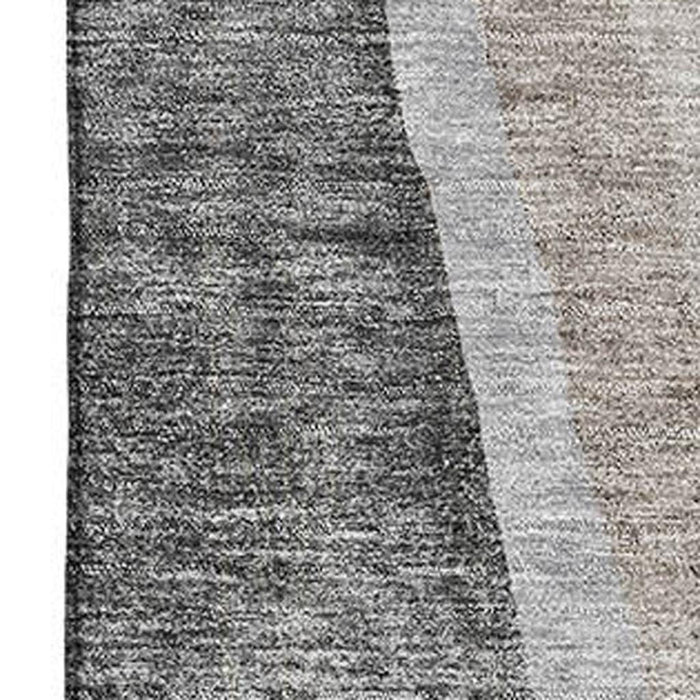 10' X 14' Abstract Washable Area Rug With UV Protection (655318) - Charcoal / Ivory