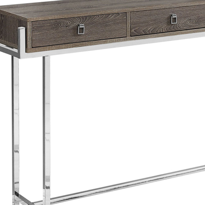 Console Table And Drawers - Taupe And Silver