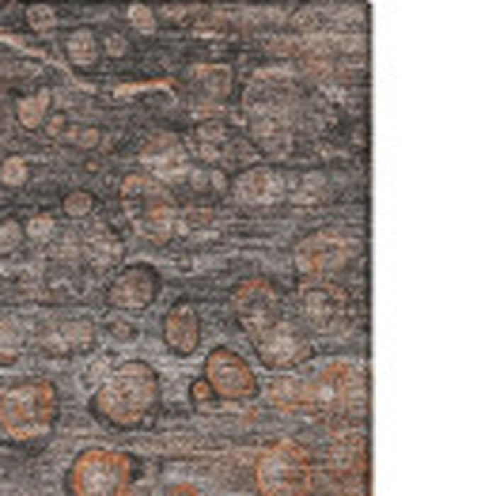 10' X 14' Abstract Washable Area Rug With UV Protection (650452) - Terra Cotta / Ivory / Gray