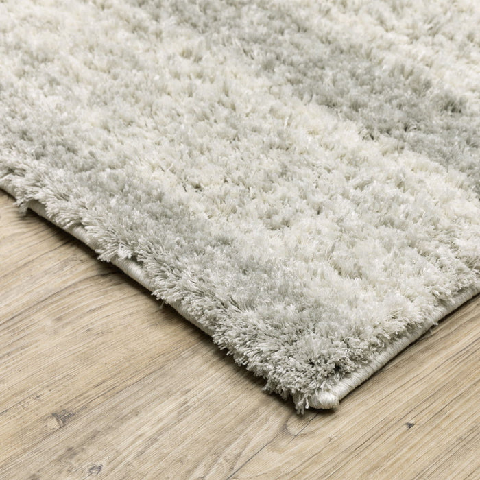 10' x 13' Geometric Shag Power Loom Stain Resistant Area Rug - Ivory And Gray