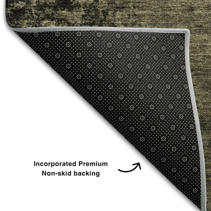 10' X 14' Abstract Washable Area Rug With UV Protection (648808) - Gray / Silver