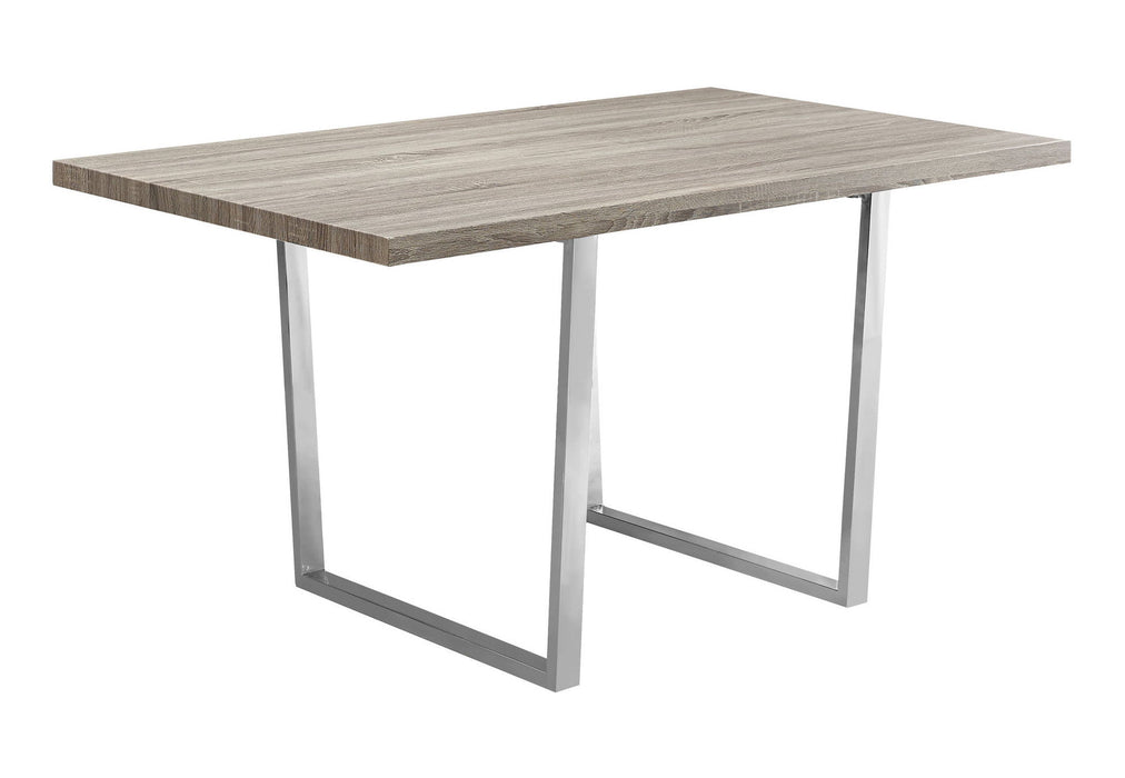 59" Solid Wood And Metal Sled Base Dining Table - Taupe