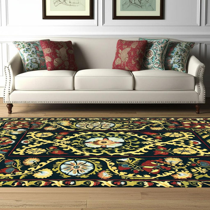 5' X 7' Tribal Washable Area Rug With UV Protection (610050) - Beige / Red / Orange